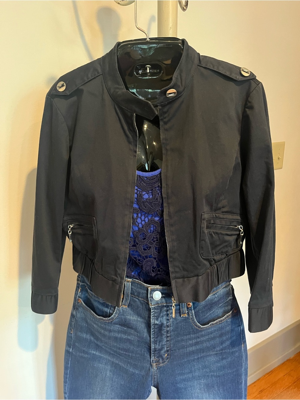 Dark Navy Women's Cropped Utility Jacket -